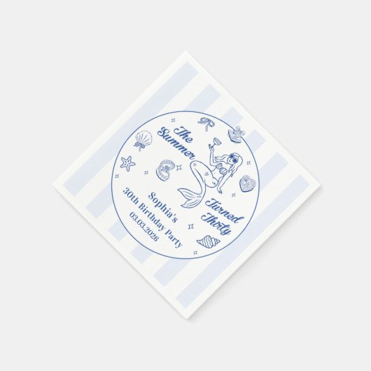 30歳の誕生日を迎えた夏かわいらし スタンダードカクテルナプキン (角)