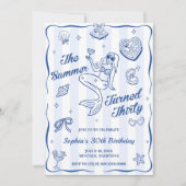 30歳の誕生日を迎えた夏かわいらし 招待状 (正面)