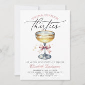 30歳の誕生日を迎えるシャンパン 招待状 (正面)