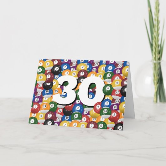 30歳の誕生日を迎えるビリヤード・ボール カード (正面)