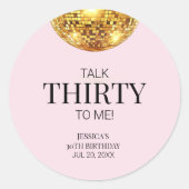 30歳の誕生日を迎えるピンクと金ゴールド ラウンドシール (正面)