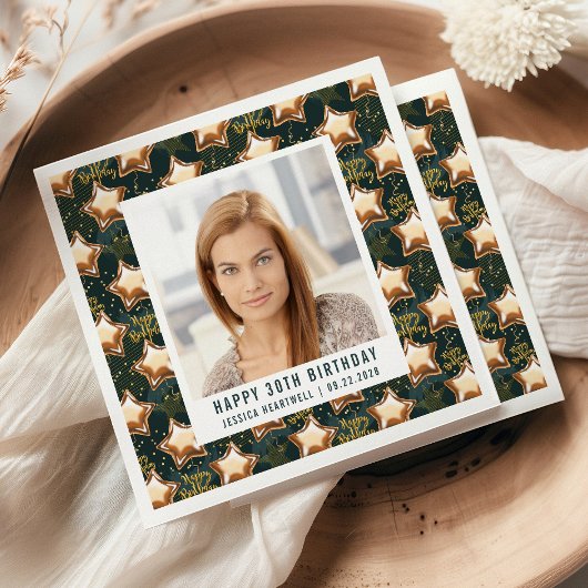 30歳の誕生日を迎えるフォトグラムスター風船 スタンダードカクテルナプキン