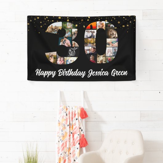 30歳の誕生日を迎えるフォトコラージュ記念日 横断幕 (インサイチュ)
