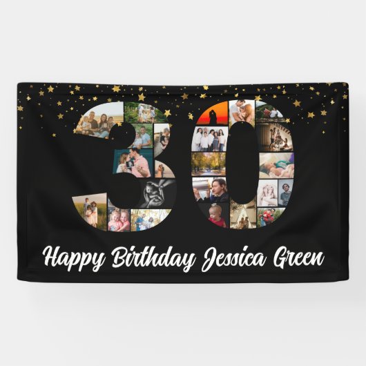 30歳の誕生日を迎えるフォトコラージュ記念日 横断幕 (横)