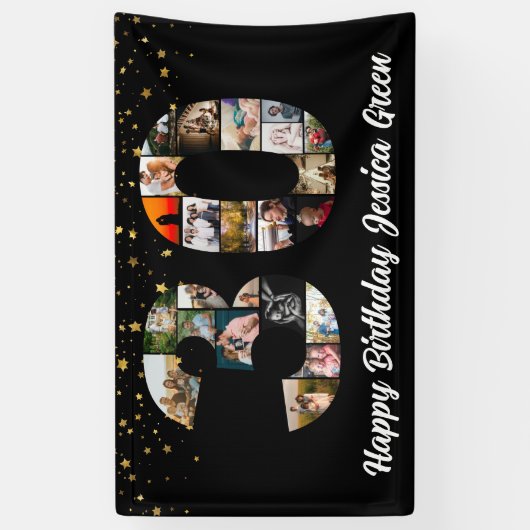 30歳の誕生日を迎えるフォトコラージュ記念日 横断幕 (縦)