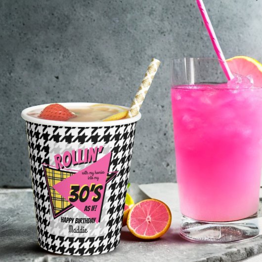 30歳の誕生日を迎えるローリン千鳥格子の 紙コップ