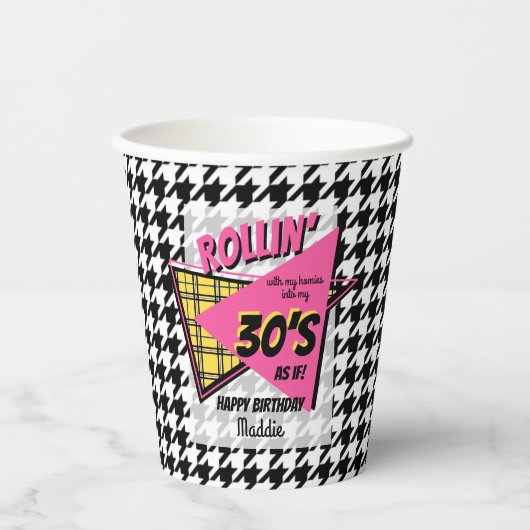 30歳の誕生日を迎えるローリン千鳥格子の 紙コップ (正面)