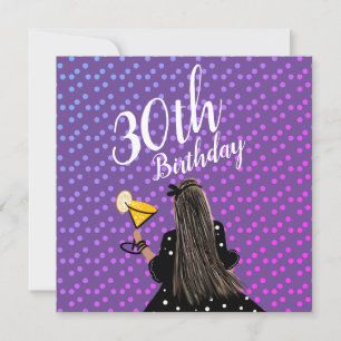 30歳の誕生日を迎える女性のためのカクテルファッションの美しさ カード