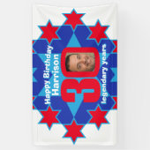 30歳の誕生日を迎える青い白い赤いカスタム写真 横断幕 (縦)