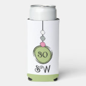 30歳の誕生日を追加イニシャル任意の年齢の緑の白 スリム缶クーラー (Seltzer正面)