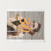 30歳の誕生日を追加 名前 日付 年 白黒写真 タペストリー (正面(横))