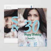 30歳の誕生日を追加 名前 日付 年 白黒写真 ポストカード (正面/裏面)