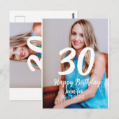 30歳の誕生日を追加 名前 日付 年 白黒写真 ポストカード (正面/裏面)