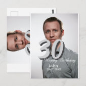30歳の誕生日を追加 名前 日付 年 白黒写真 ポストカード (正面/裏面)