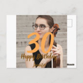30歳の誕生日を追加 名前 日付 年 白黒写真 ポストカード (裏面)
