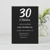 30歳の誕生日を追加name date year black QR 招待状 (スタンド正面)