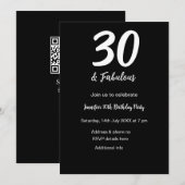 30歳の誕生日を追加name date year black QR 招待状 (正面/裏面)