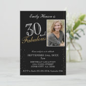 30歳の誕生日を飾るエレガントなブラックフォトパーティー 招待状 (スタンド正面)