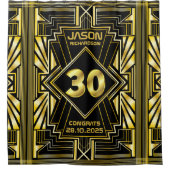 30歳の誕生日アールデコ金ゴールドBlack 素晴らし Gatsby シャワーカーテン (正面)
