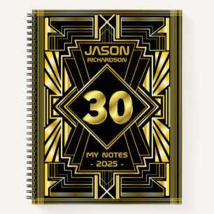 30歳の誕生日アールデコ金ゴールドBlack 素晴らし Gatsby ノートブック
