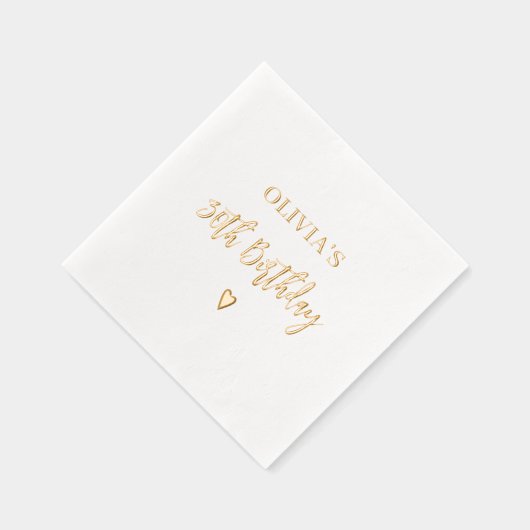 30歳の誕生日エレガントハートモダン金ゴールド 箔ナプキン (右)