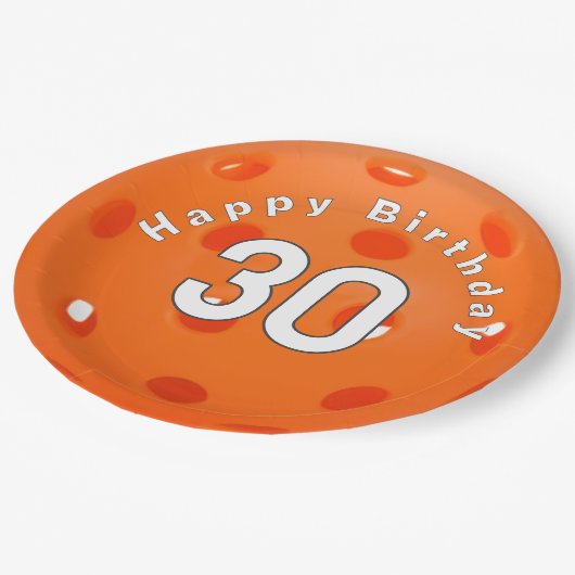 30歳の誕生日オレンジピックボール ペーパープレート (アングル)