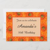 30歳の誕生日オレンジフローラお祝い 招待状 (正面)
