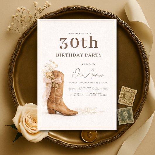 30歳の誕生日カウガールフラワーパーティー 招待状