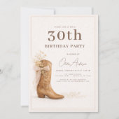 30歳の誕生日カウガールフラワーパーティー 招待状 (正面)