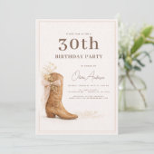 30歳の誕生日カウガールフラワーパーティー 招待状 (スタンド正面)
