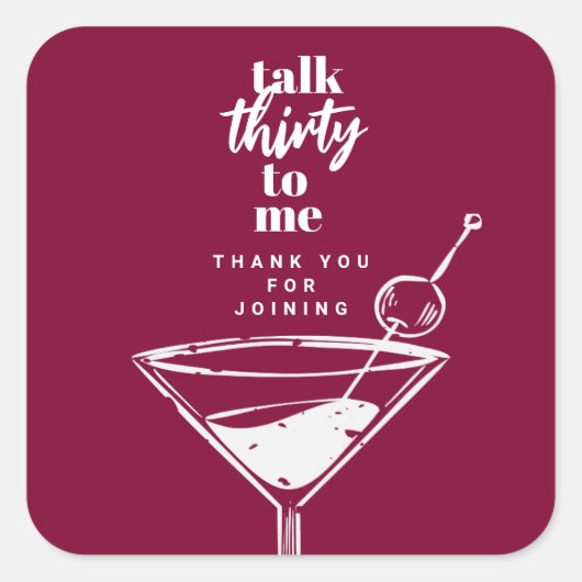 30歳の誕生日カクテルパーティー スクエアシール (正面)