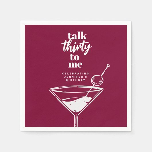 30歳の誕生日カクテルパーティー スタンダードカクテルナプキン (正面)