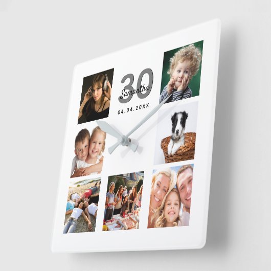 30歳の誕生日カスタム写真の友達 スクエア壁時計 (傾斜)