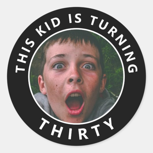 30歳の誕生日カスタム写真シール ラウンドシール (正面)