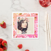 30歳の誕生日カスタム写真ピンクの植物 スタンダードカクテルナプキン (インサイチュ)