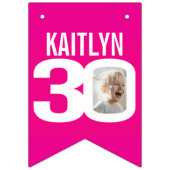 30歳の誕生日カスタム写真ピンク白 バンティングフラッグ (第1の旗)