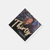 30歳の誕生日カスタム写真金ゴールド スタンダードカクテルナプキン (角)