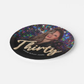 30歳の誕生日カスタム写真金ゴールド ペーパープレート (アングル)