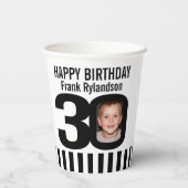 30歳の誕生日カスタム2枚の白黒 紙コップ (裏面)