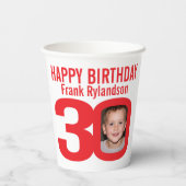 30歳の誕生日カスタム2枚の赤い白 紙コップ (裏面)