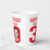 30歳の誕生日カスタム2枚の赤い白 紙コップ (右)