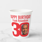 30歳の誕生日カスタム2枚の赤い白 紙コップ (正面)