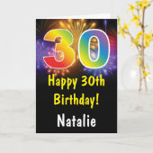 30歳の誕生日カラフルレインボー花火カード カード (黄色い花)