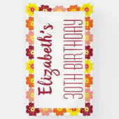 30歳の誕生日カラフル花パーティー 横断幕 (縦)