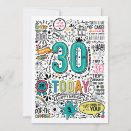 30歳の誕生日カード | 印刷可能な誕生日カード 招待状