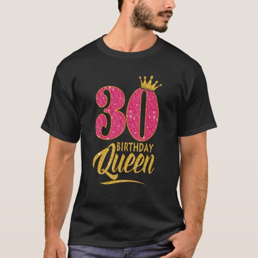 30歳の誕生日クイーン30歳の女の子クラウンピンク Tシャツ (正面)