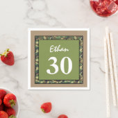 30歳の誕生日グリーンとタン迷彩柄A01D スタンダードカクテルナプキン (インサイチュ)