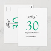 30歳の誕生日グリーン ブラック ボールド レター ネーム ポストカード (正面/裏面)