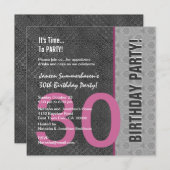 30歳の誕生日グレモダンーシルバーピンクC949 招待状 (正面/裏面)