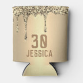 30歳の誕生日ゴールデンエレガントグリッタードリップウィーズ 缶クーラー (正面)